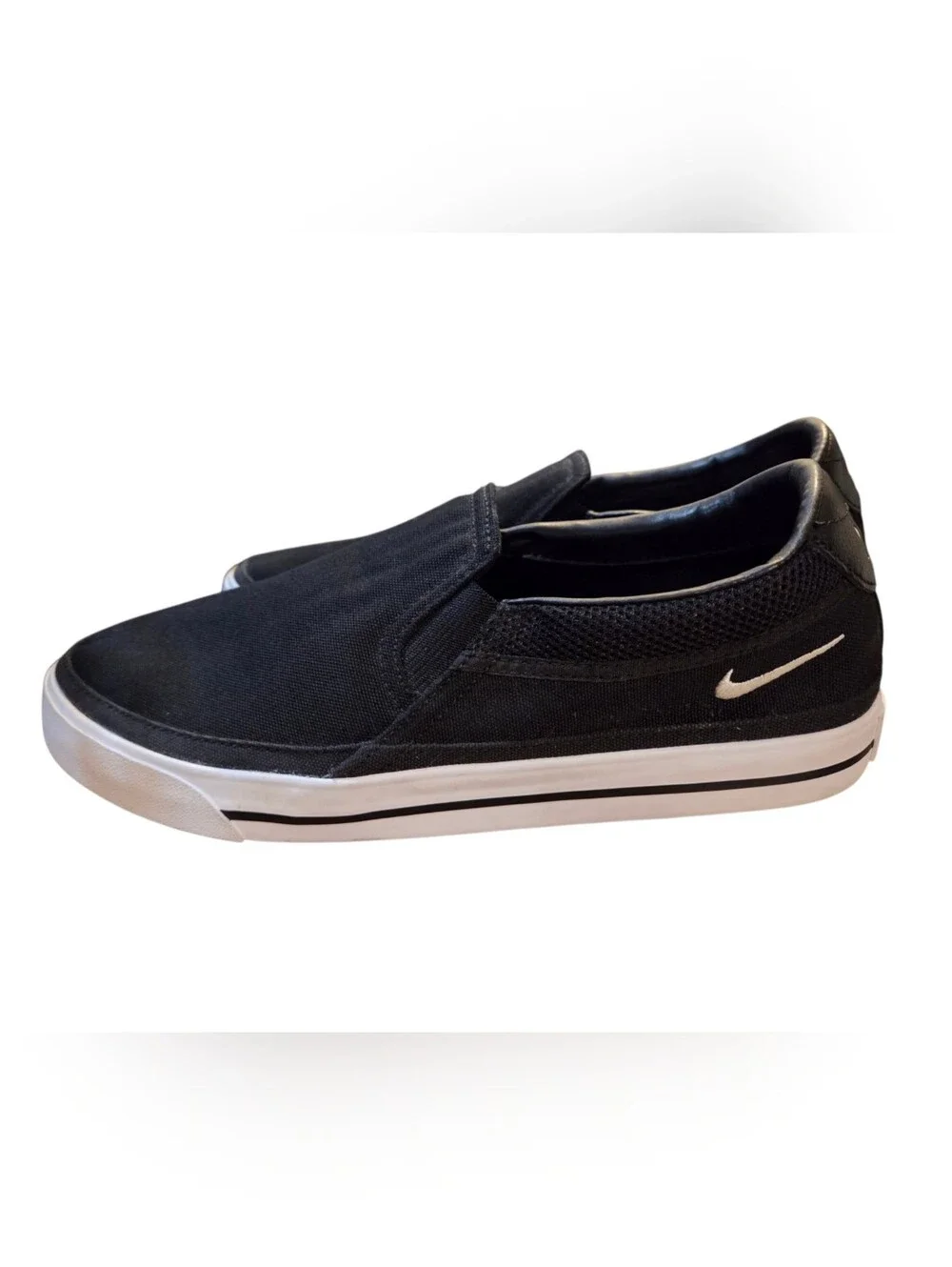 Nike Women's Court Legacy Slip-Ons w/ Durable Black Canvas Loafers